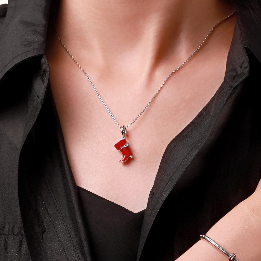 Gnoce Puss In Boots Openable Red Boot Pendant Dangle Charm_6