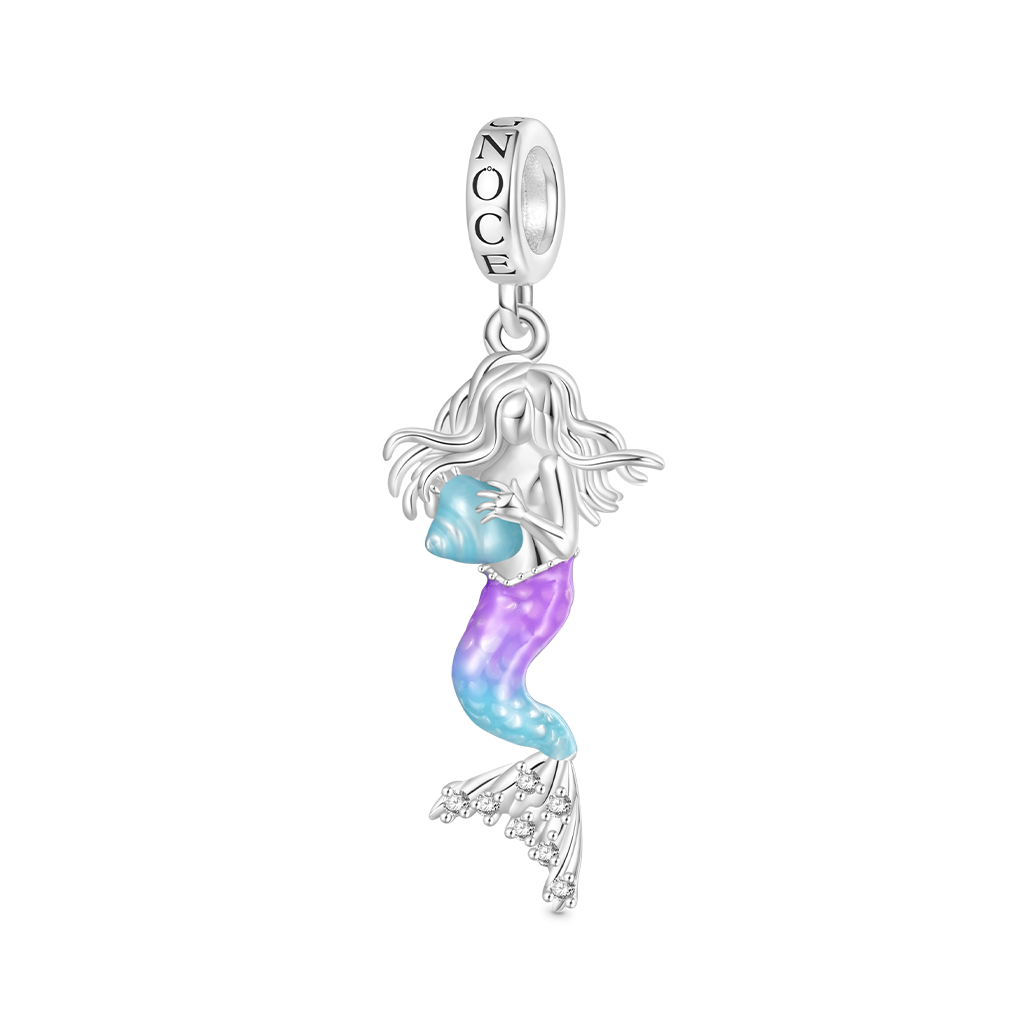 Gnoce Little Mermaid Holding Conch Pendant Dangle Charm_1