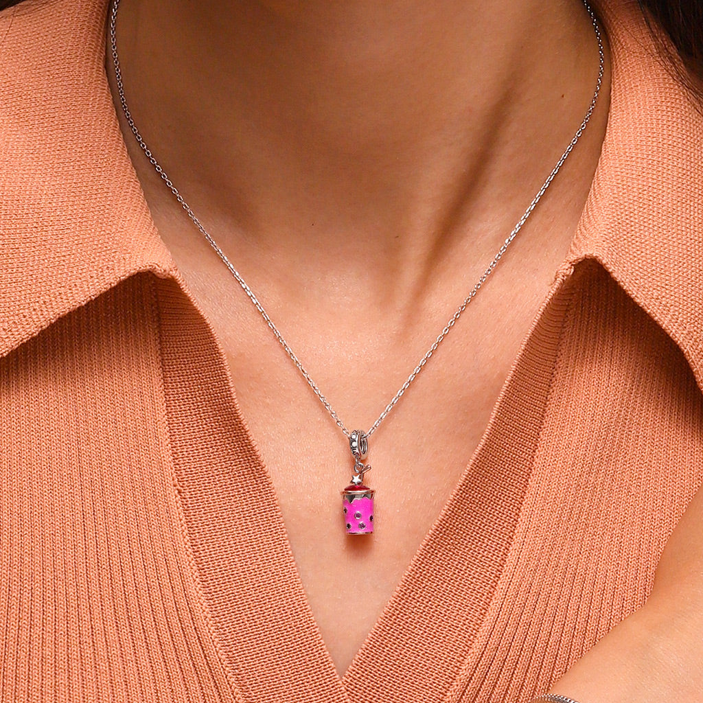 Gnoce Pink Bubble Tea Pendant Dangle Charm_5