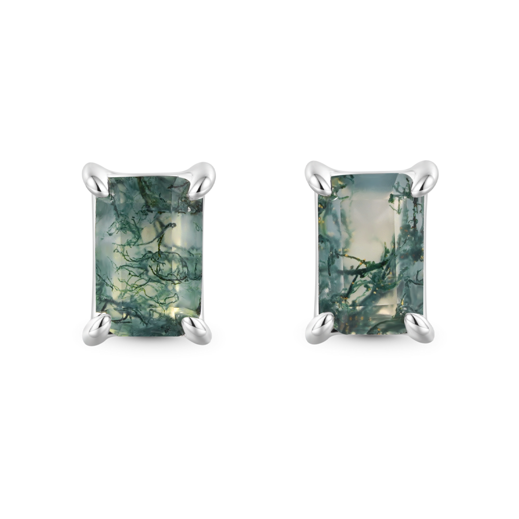 Gnoce Simple Geometry Green Moss Stud Earrings_1