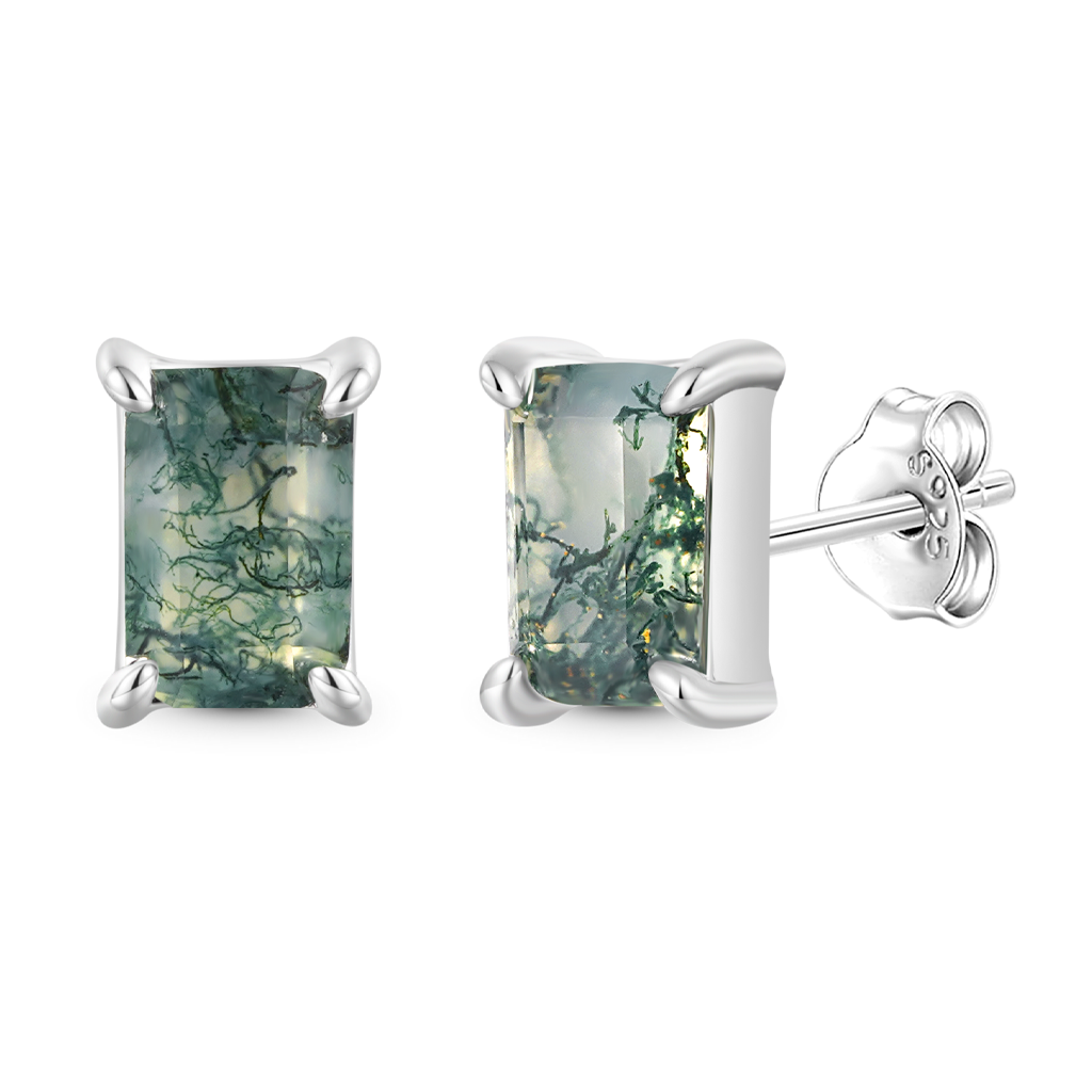 Gnoce Simple Geometry Green Moss Stud Earrings_2