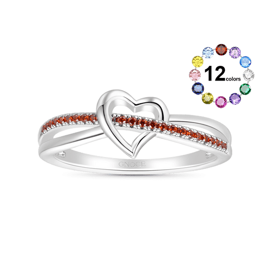 Gnoce Simple Heart Birthstone Ring_1