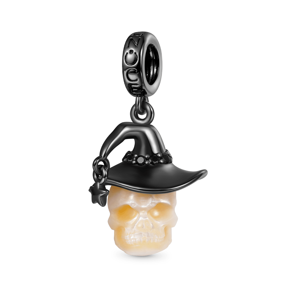 Gnoce Halloween Natural Pearl Horror Skull Pendant Dangle Charm_1