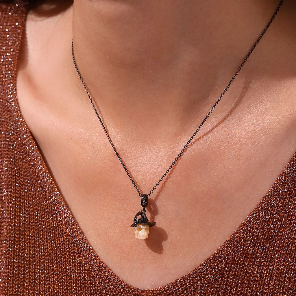 Gnoce Halloween Natural Pearl Horror Skull Pendant Dangle Charm_5