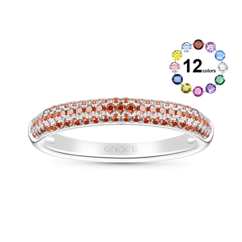 Gnoce Garnet Diamond Pave Birthstone Band Ring_1