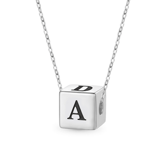 Gnoce Engravable Four-sided Letter Cube Necklace_1