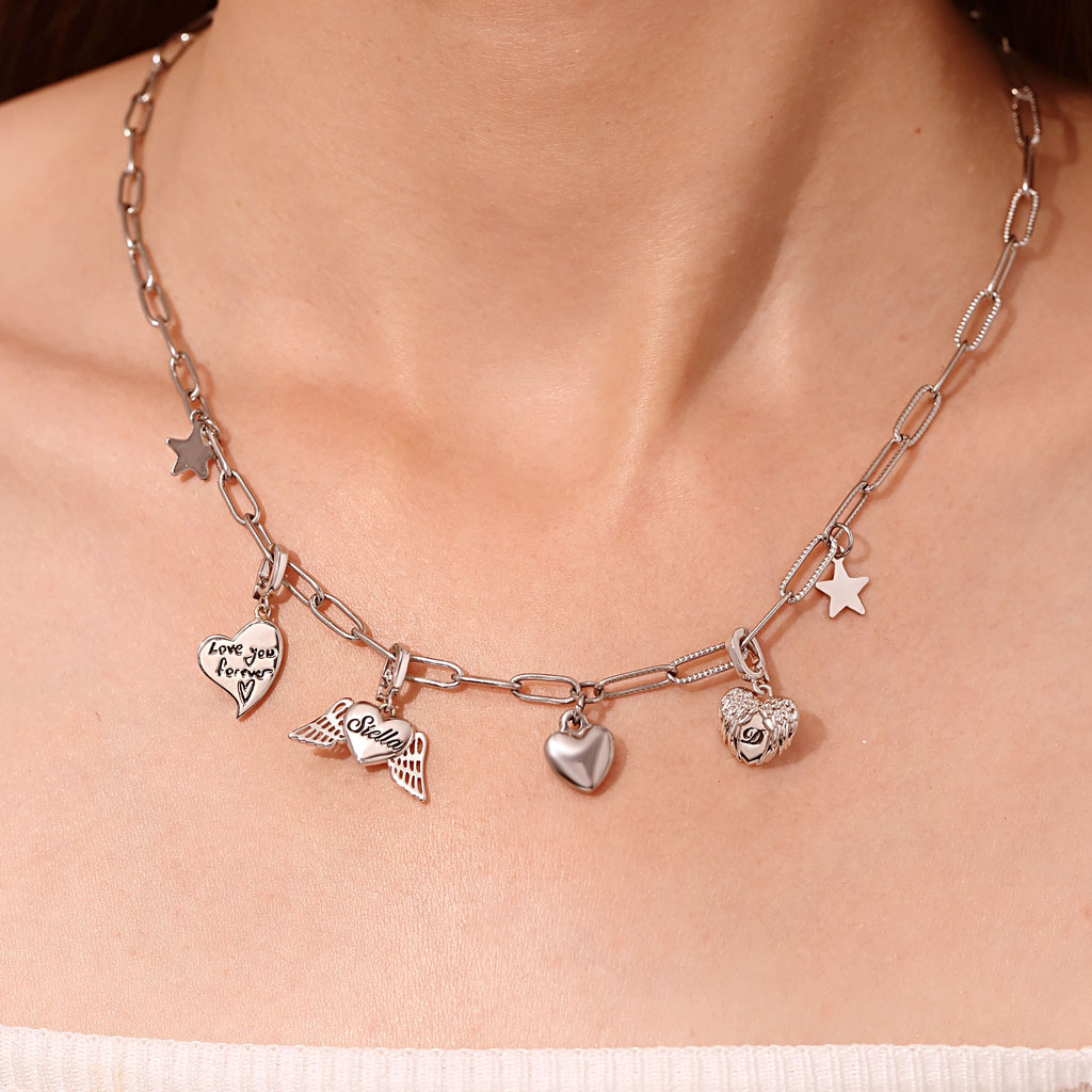 Gnoce Engravable Heart Angel Wings Clasp Clusters Charm_6