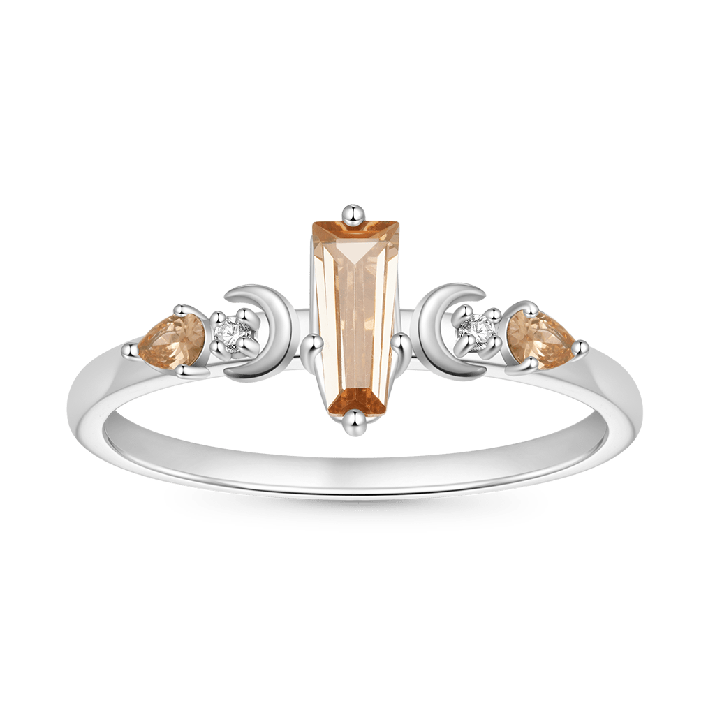 Gnoce Trapezoidal-cut Citrine with Channeled Pave Couple Rings_3