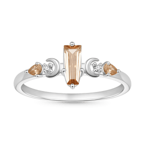 Gnoce Trapezoidal-cut Citrine with Channeled Pave Women's Ring_1