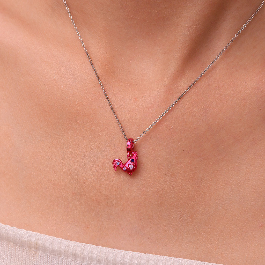 Gnoce Pink Candy Rooster Zodiac Pendant Dangle Charm_5