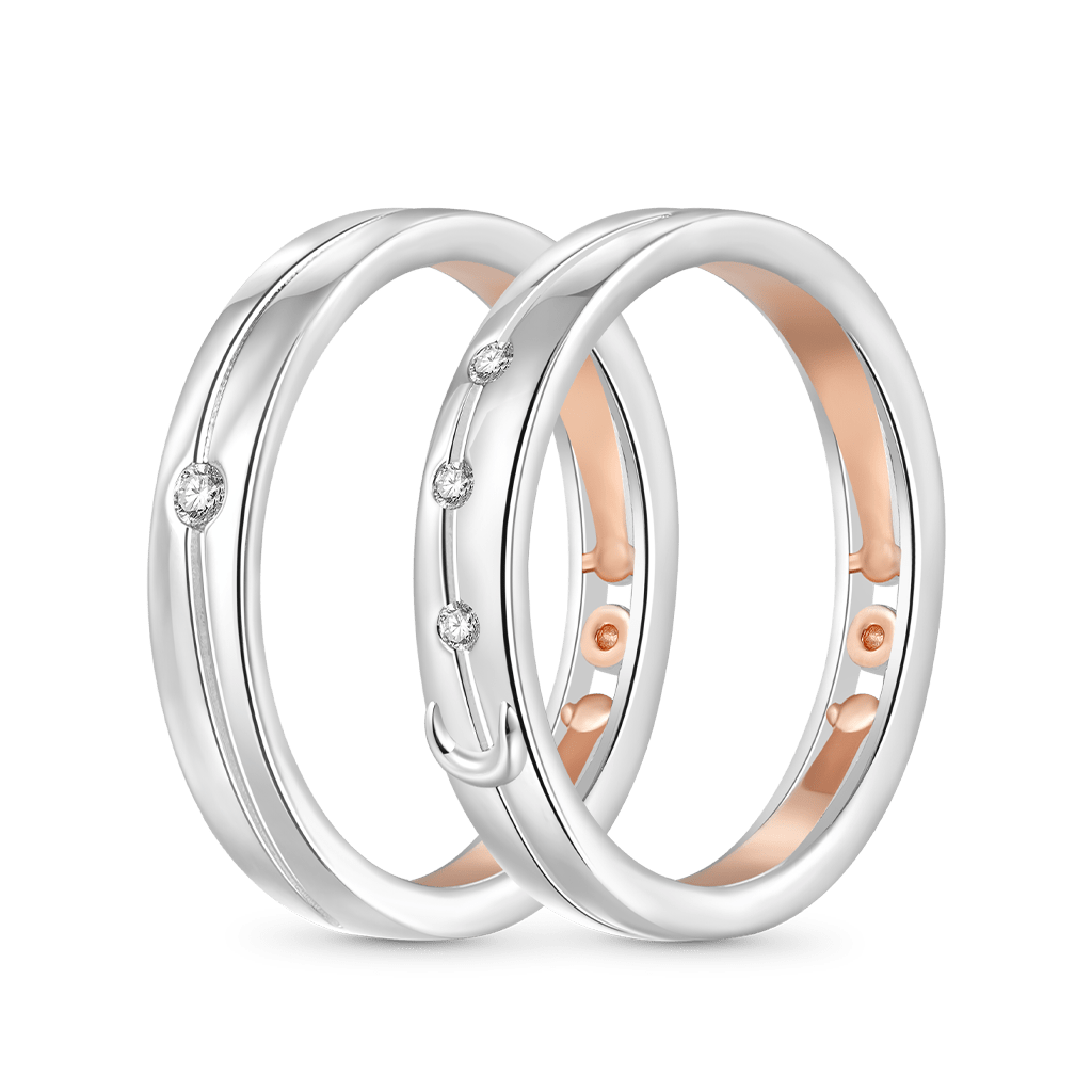 Gnoce Rose Gold Starry Couple Rings_1