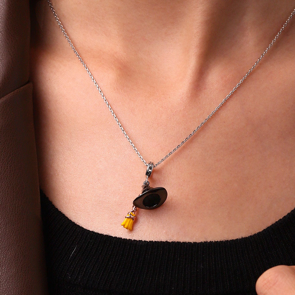 Gnoce Wicked Witch Elphaba's Hat & Broom Pendant Dangle Charm_6