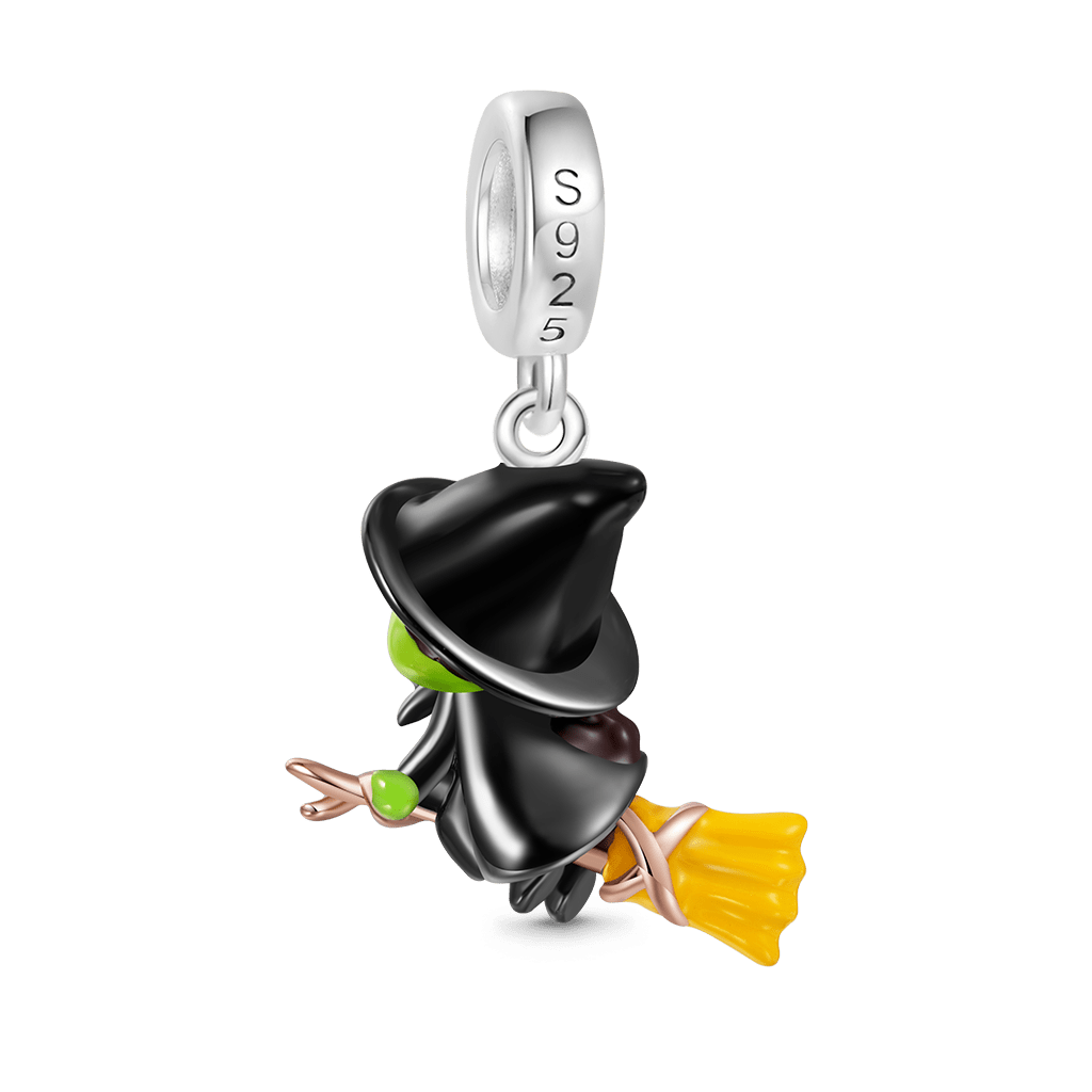 Gnoce Wicked Elphaba on Broom Flying Pendant Dangle Charm_2