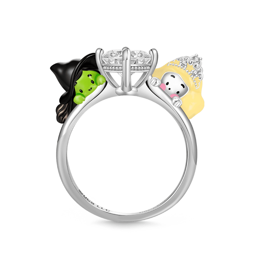 Gnoce Wicked Elphaba & Glinda Witch Hugs White Diamond Ring_1
