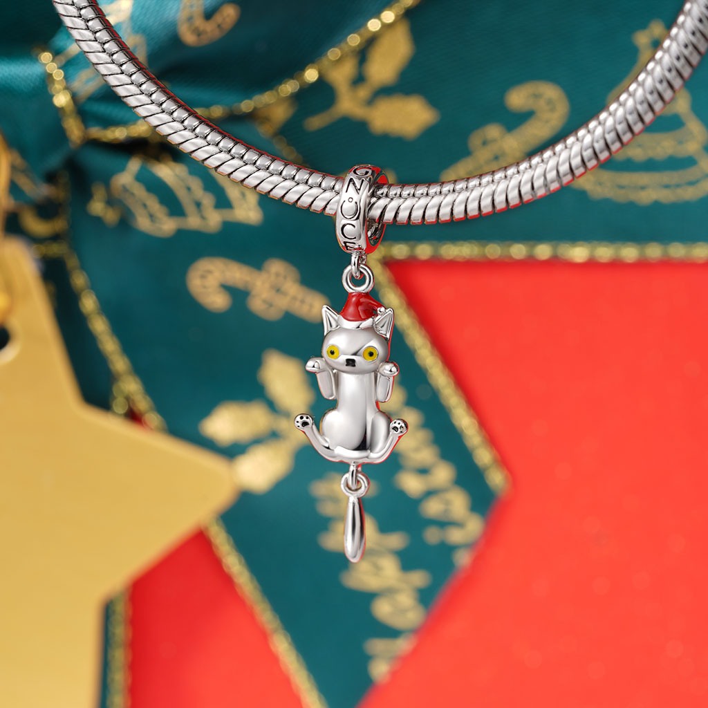Gnoce Christmas Cute Cat Pendant Dangle Charm_3