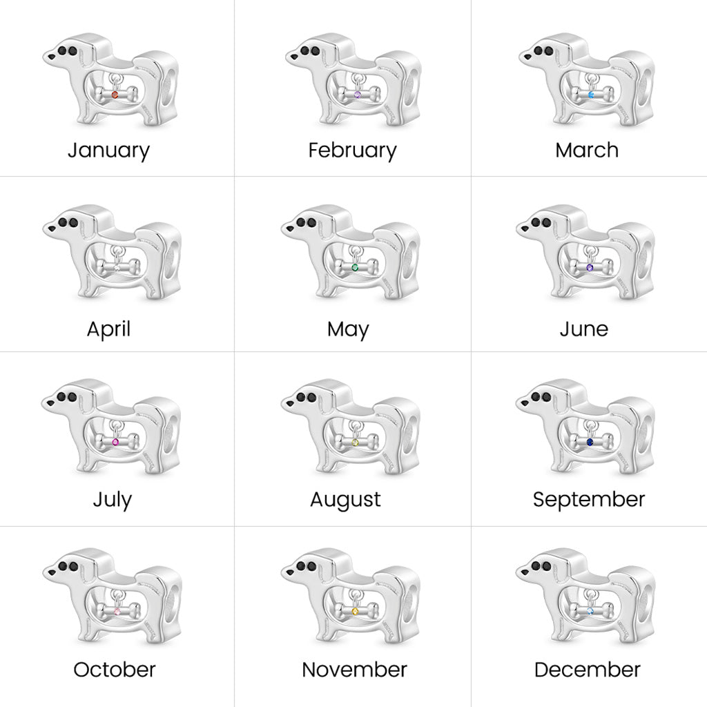 Gnoce Hollow Puppy Bone Birthstone Charm_7