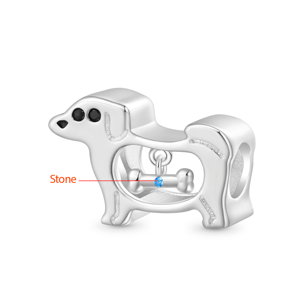 Gnoce Hollow Puppy Bone Birthstone Charm_2