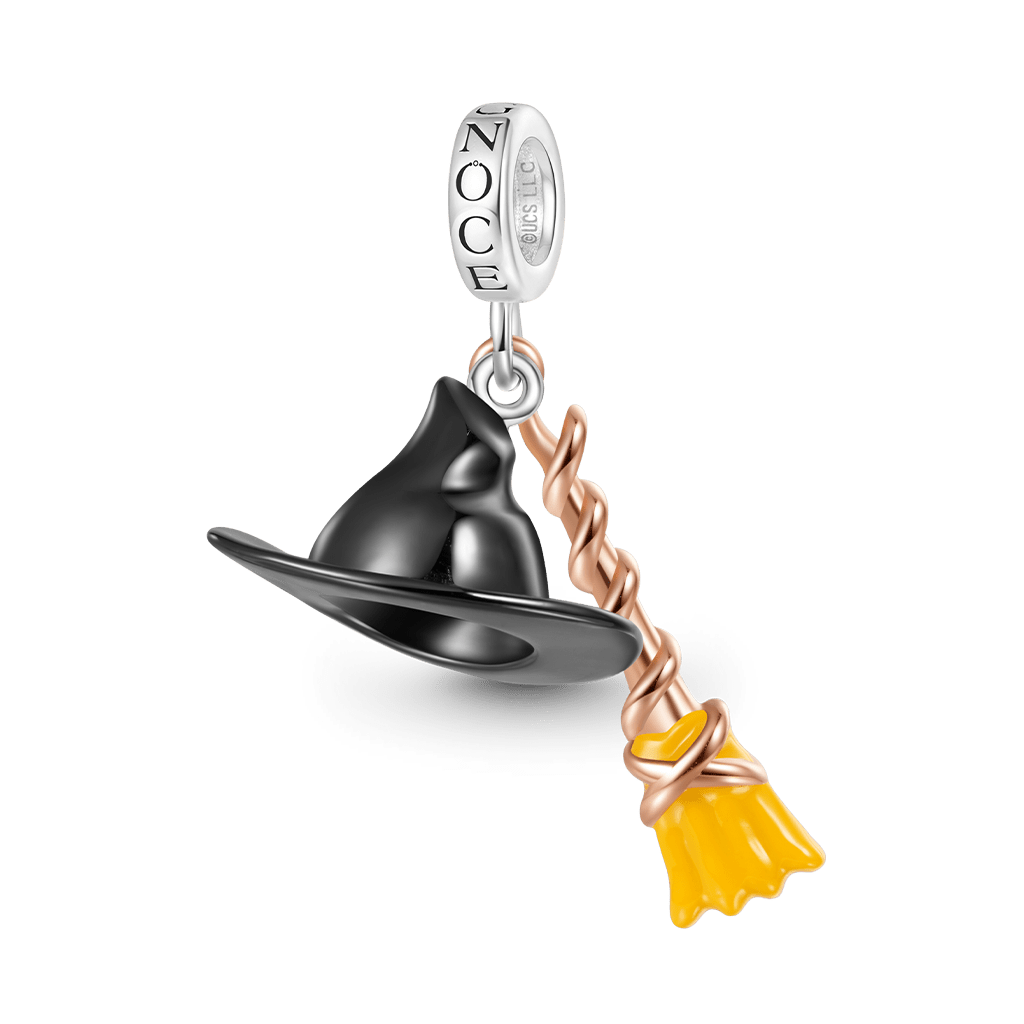 Gnoce Wicked Witch Elphaba's Hat & Broom Pendant Dangle Charm_1