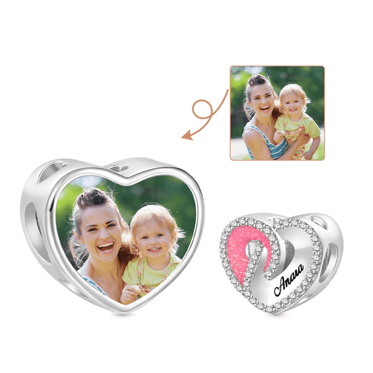 Gnoce Mother's Day Heart Hollow Engravable Photo Charm_1