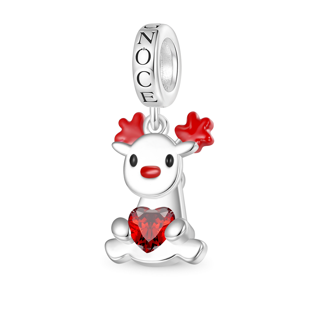 Gnoce Christmas Elk Rotating Body Embraces Heart Pendant Dangle Charm_2