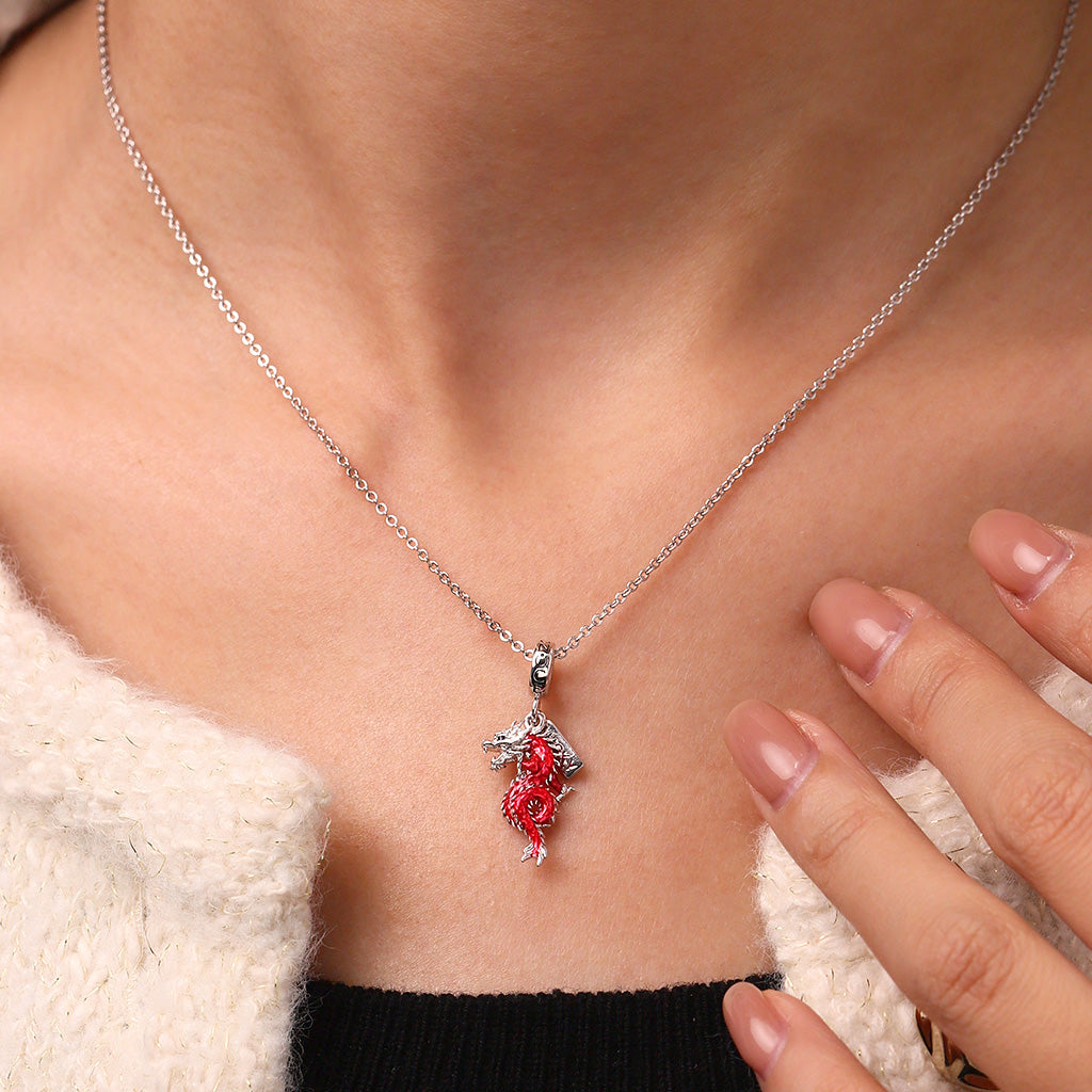 Gnoce Lucky Red Dragon Pendant Dangle Charm_5