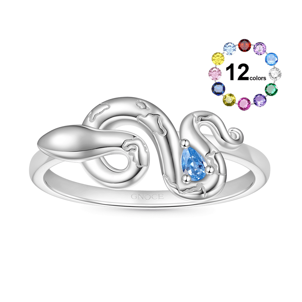 Gnoce Zodiac Snake Birthstone Ring_1
