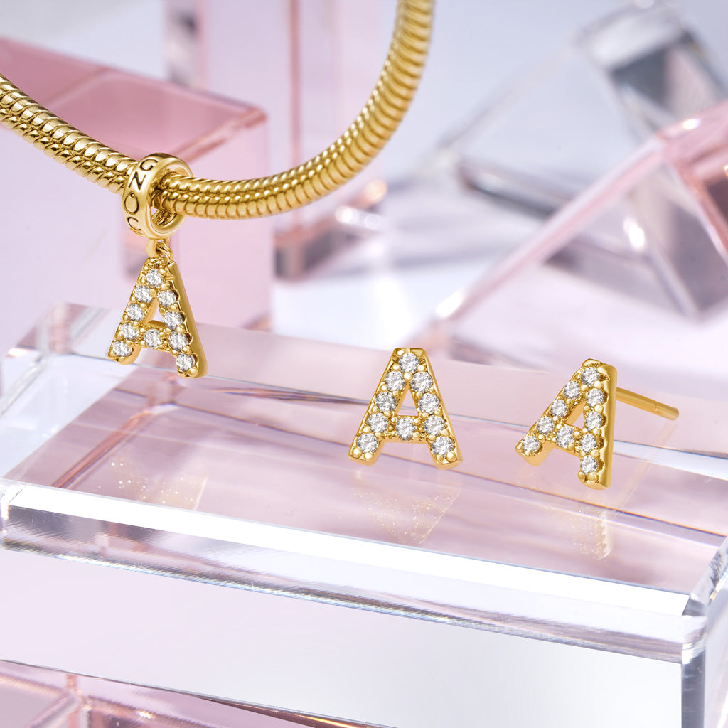 Gnoce 18k Gold Plated Engravable Initial Birthstone Gift Pendant Dangle Charm_3