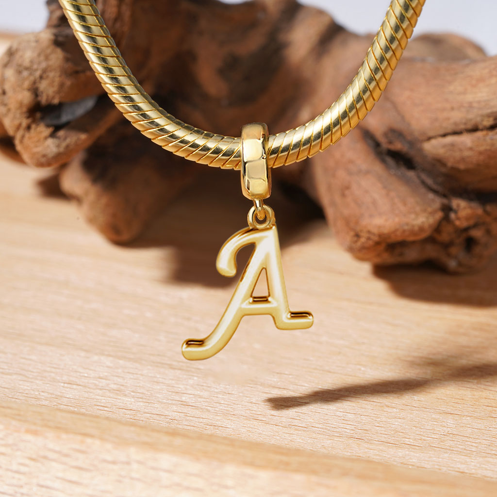 Gnoce 18k Gold Plated "Destined Letter" Personalized Initial Letter Charm_2