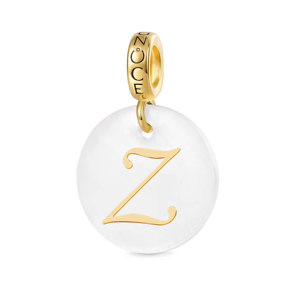 Gnoce Natural Freshwater Shell Round Gold 26 Letters Pendant Dangle Charm_4