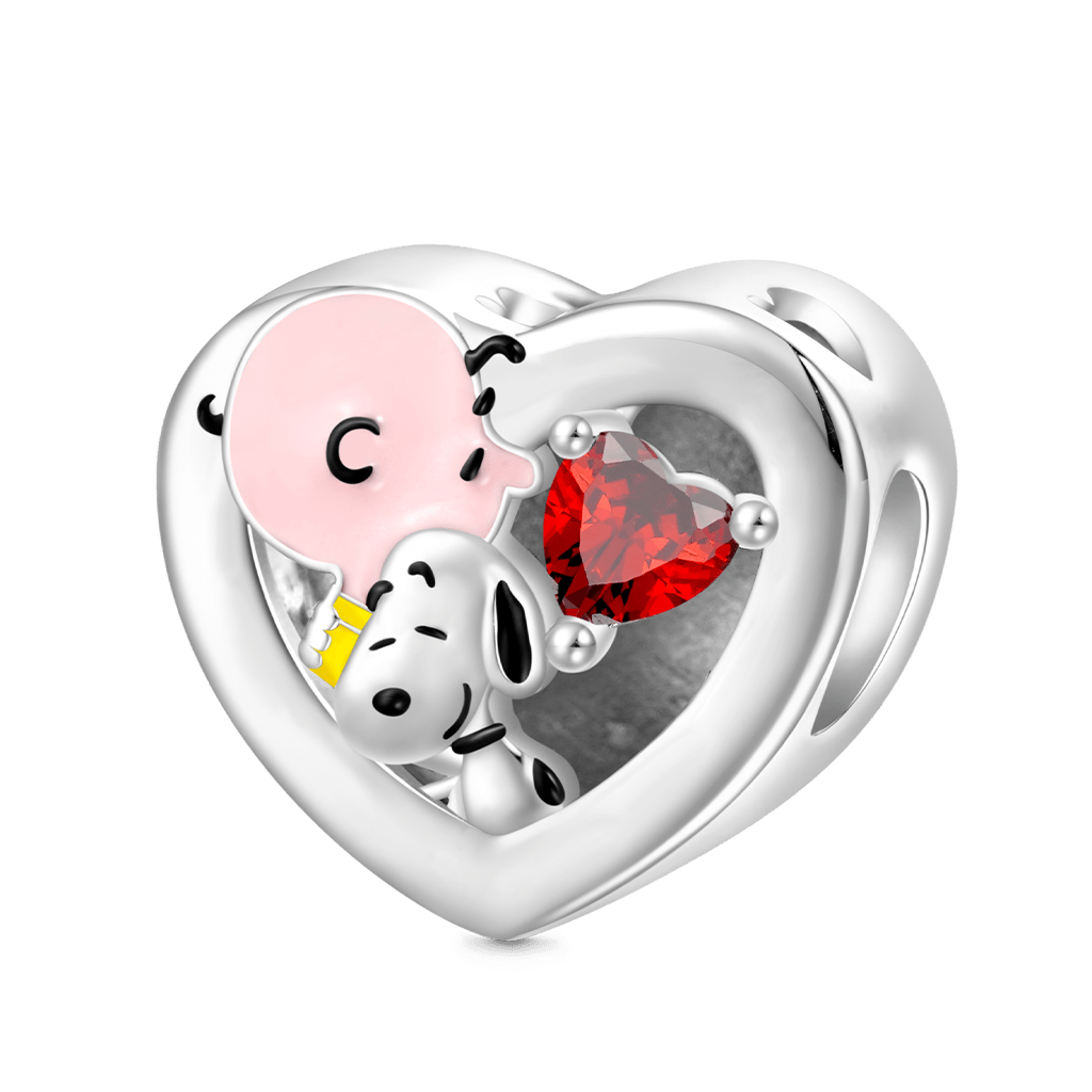 Gnoce Snoopy Hugs Charlie Brown Personalized Photo Heart Charm_3