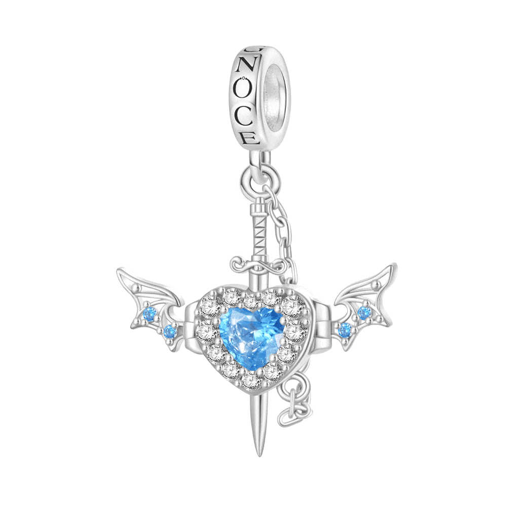 Gnoce Engravable Wounded Heart & Dagger Pendant Dangle Charm_1