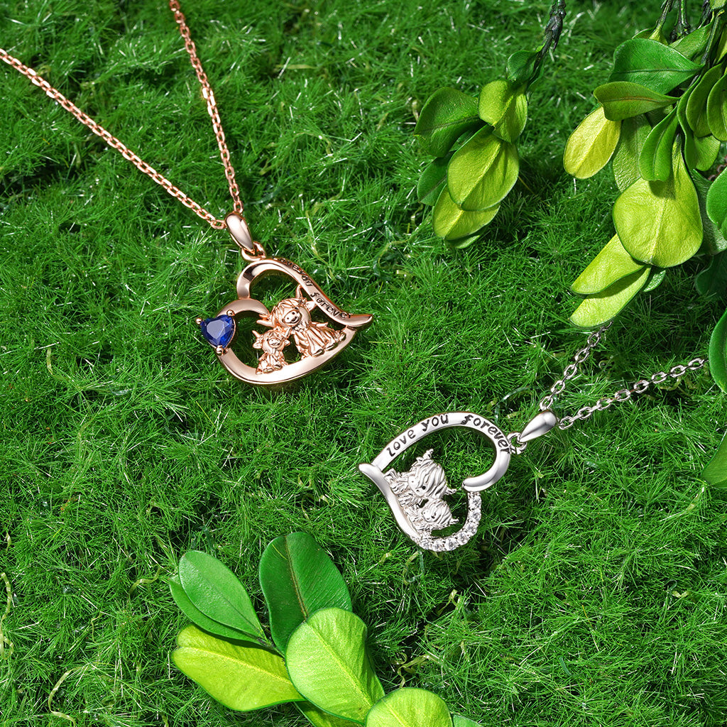 Gnoce I Love You Forever Highland Cow Necklace_4