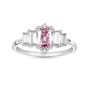 Gnoce Pink Cubic Zirconia Women's Ring Platinum-plated Silver Blend_1