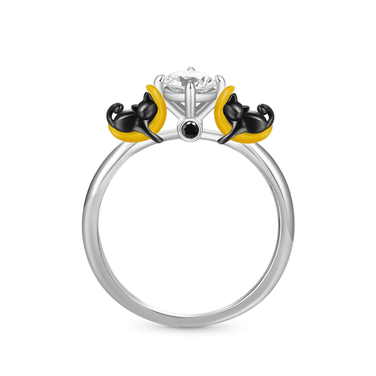 Gnoce Black Cat Moon White Diamond Ring_1