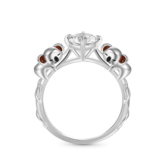 Gnoce Docile Koala Hug White Diamond Ring Platinum-plated Silver Blend_1
