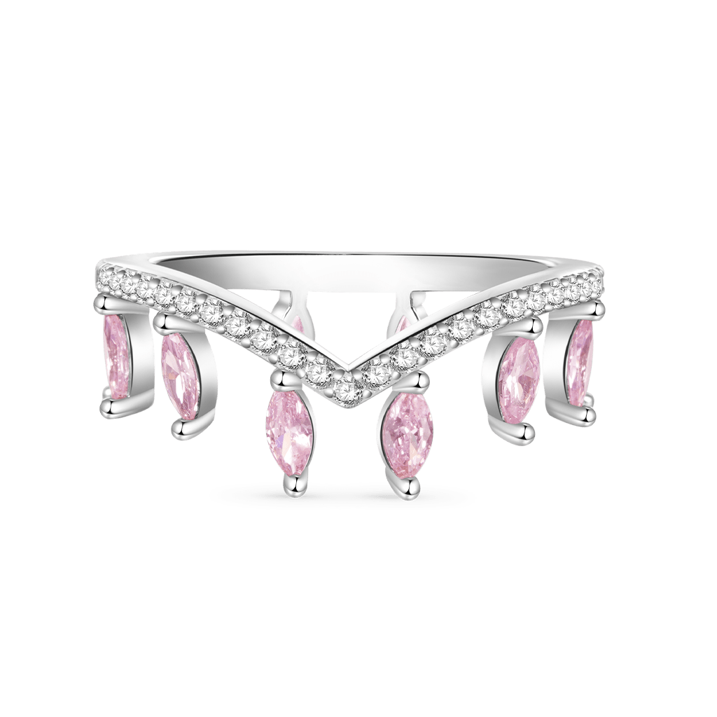 Gnoce Multi-Stone V-Shaped Cross-over Rings Platinum-plated Silver Blend_4