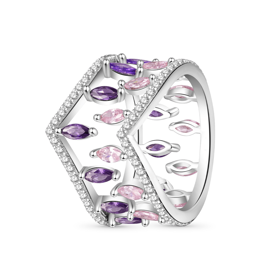 Gnoce Multi-Stone V-Shaped Cross-over Rings Platinum-plated Silver Blend_2