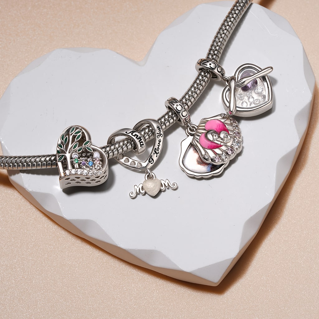 Gnoce Rotatable Shell Mother's Day Personalized Photo Charm_3