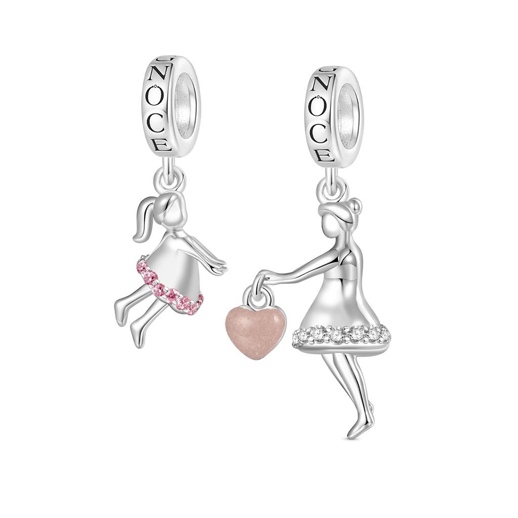 Gnoce Engravable Mother's Day Holding Hand Double Pendant Dangle Charm_2