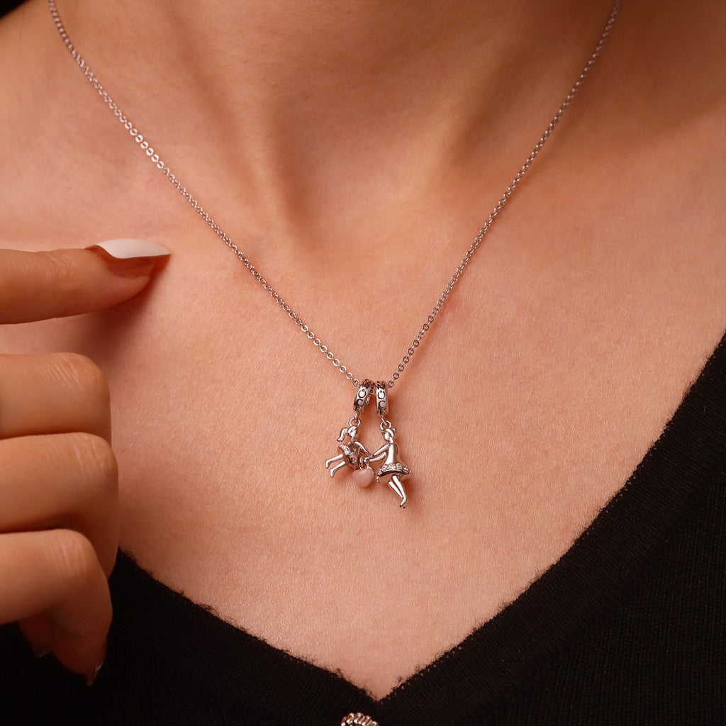 Gnoce Engravable Mother's Day Holding Hand Double Pendant Dangle Charm_6