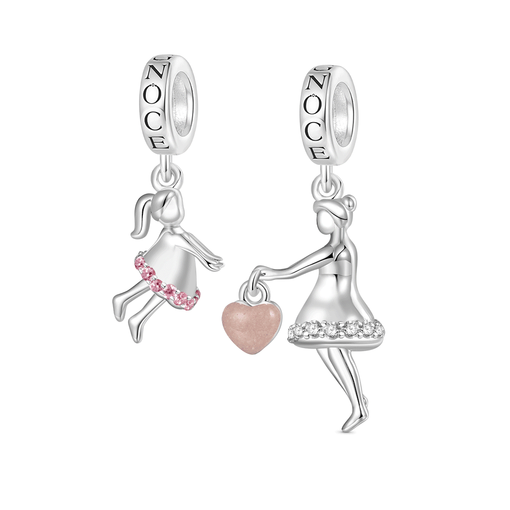 Gnoce Engravable Mother's Day Holding Hand Double Pendant Dangle Charm_1