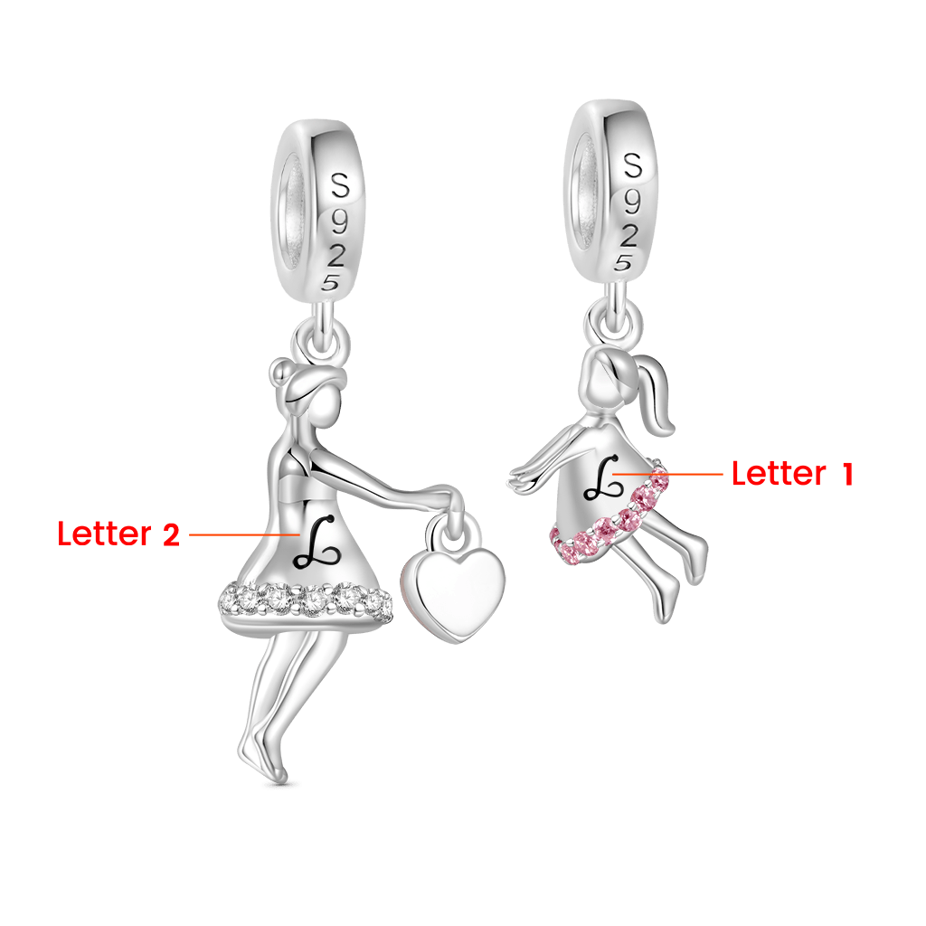 Gnoce Engravable Mother's Day Holding Hand Double Pendant Dangle Charm_3