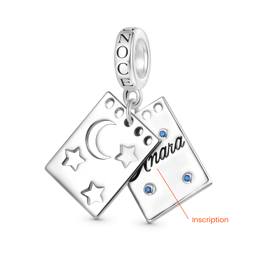 Gnoce Engravable Moonlight Stars Spiral Notebook Pendant Dangle Charm_2