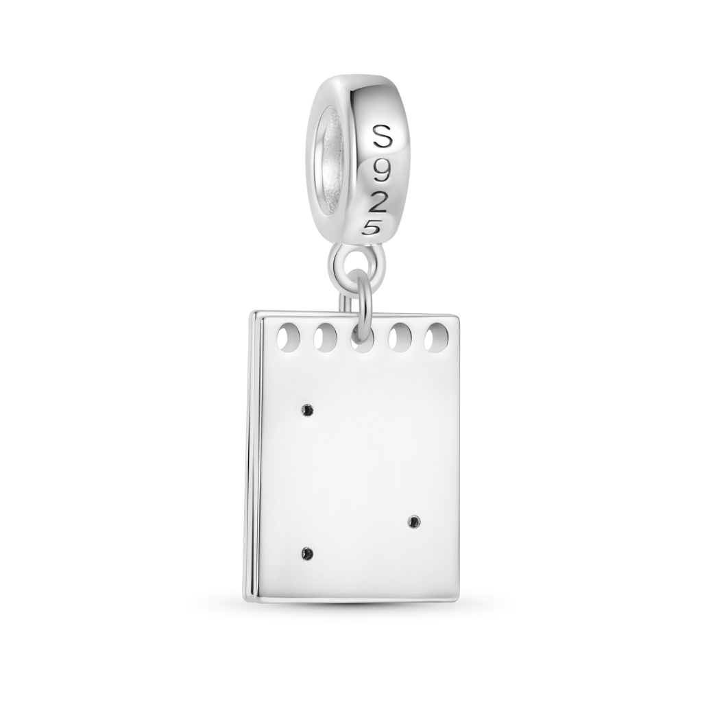 Gnoce Engravable Moonlight Stars Spiral Notebook Pendant Dangle Charm_3