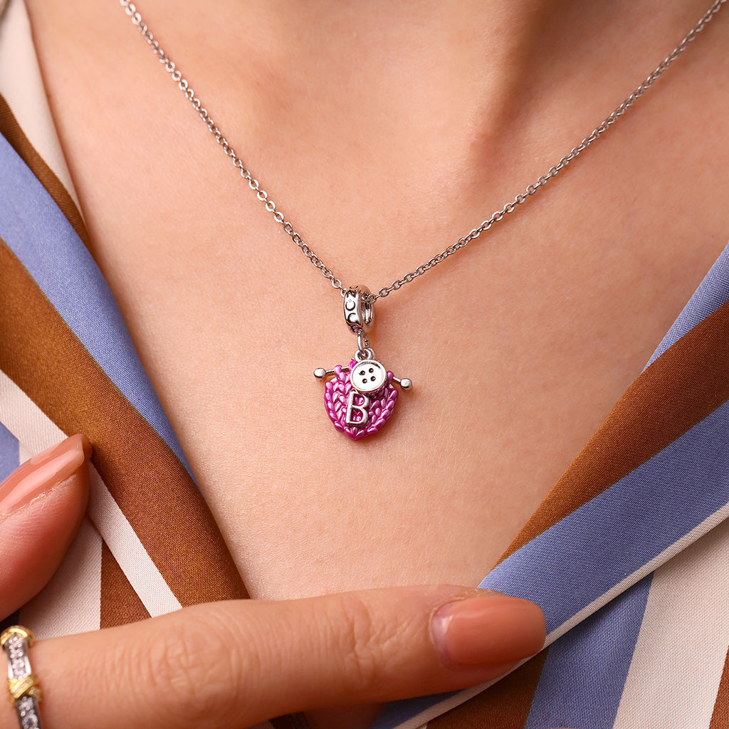 Gnoce Personalized Initial Letter Knitted Sweater Pendant Dangle Charm_4