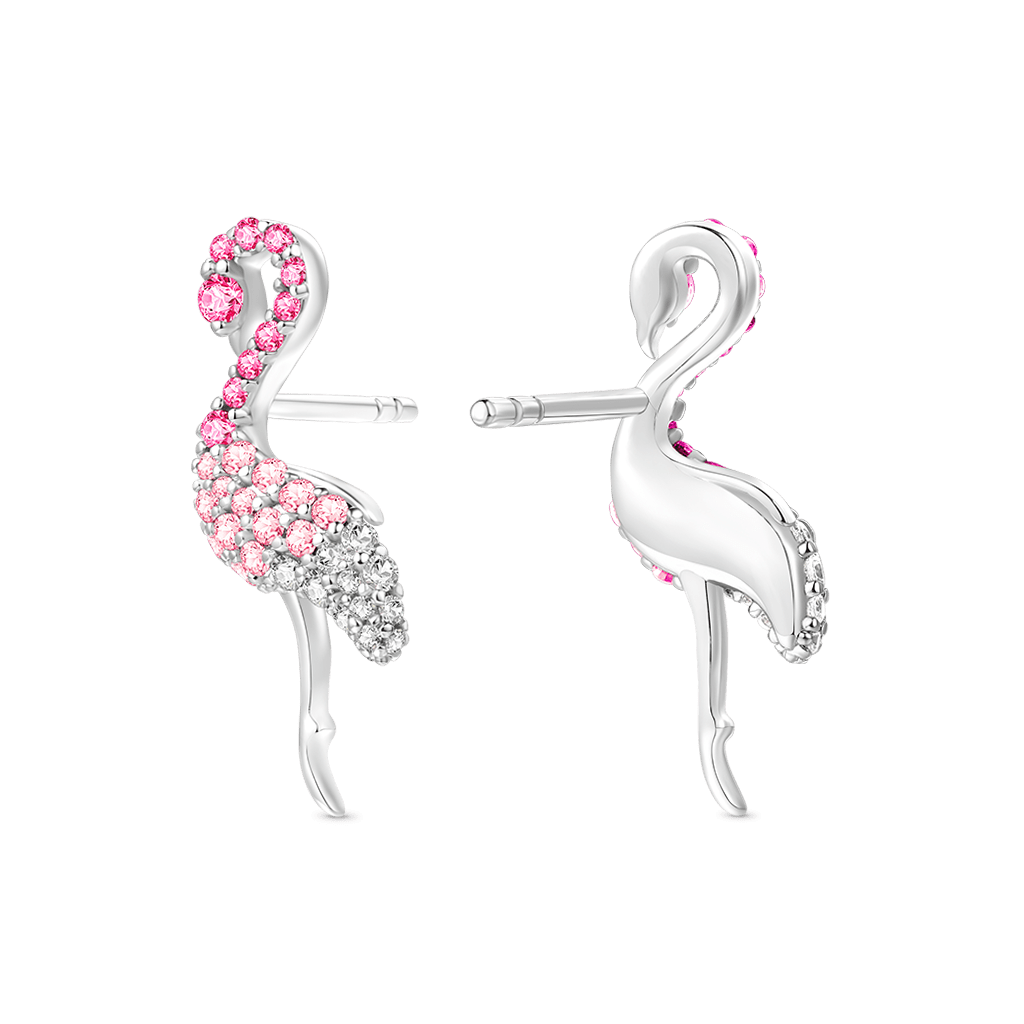Gnoce Pink Flamingo Earrings Platinum-plated Silver Blend_3
