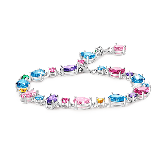 Gnoce Mixed Shape Sparkling Multicolor Rainbow Adjustable Chain Bracelet_1