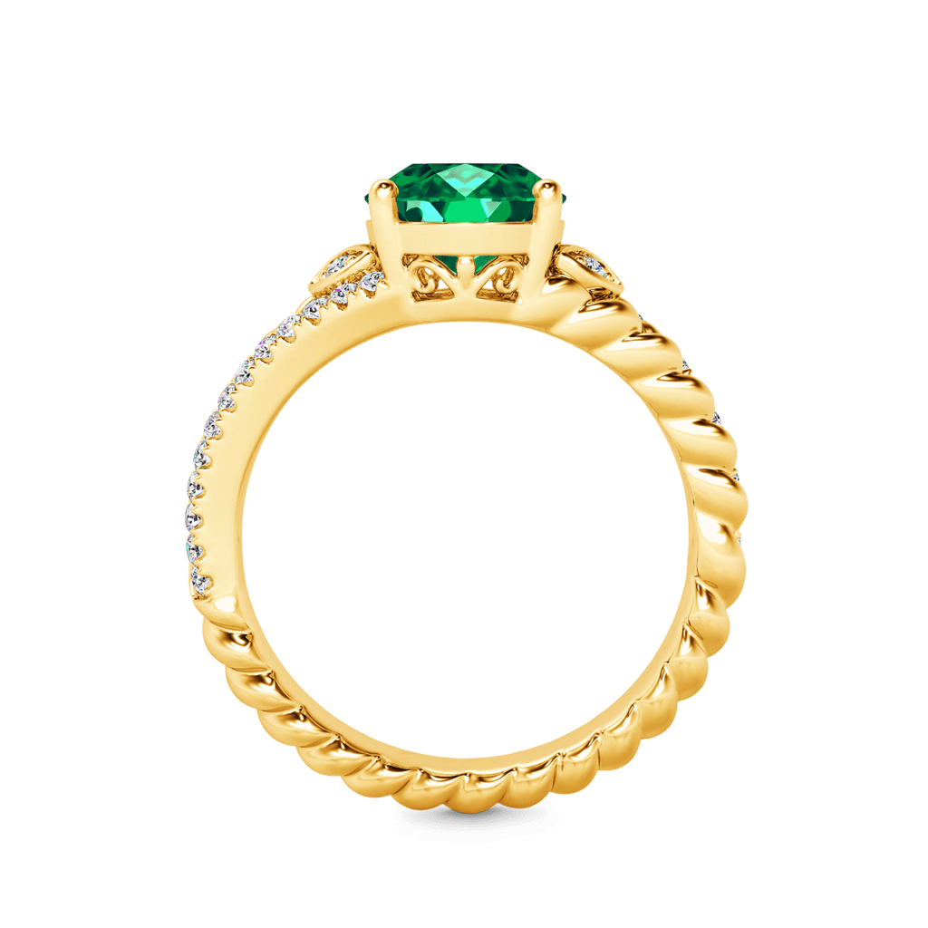 Gnoce Emerald Oval-cut Vintage Split Shank Engagement Birthstone Ring_4