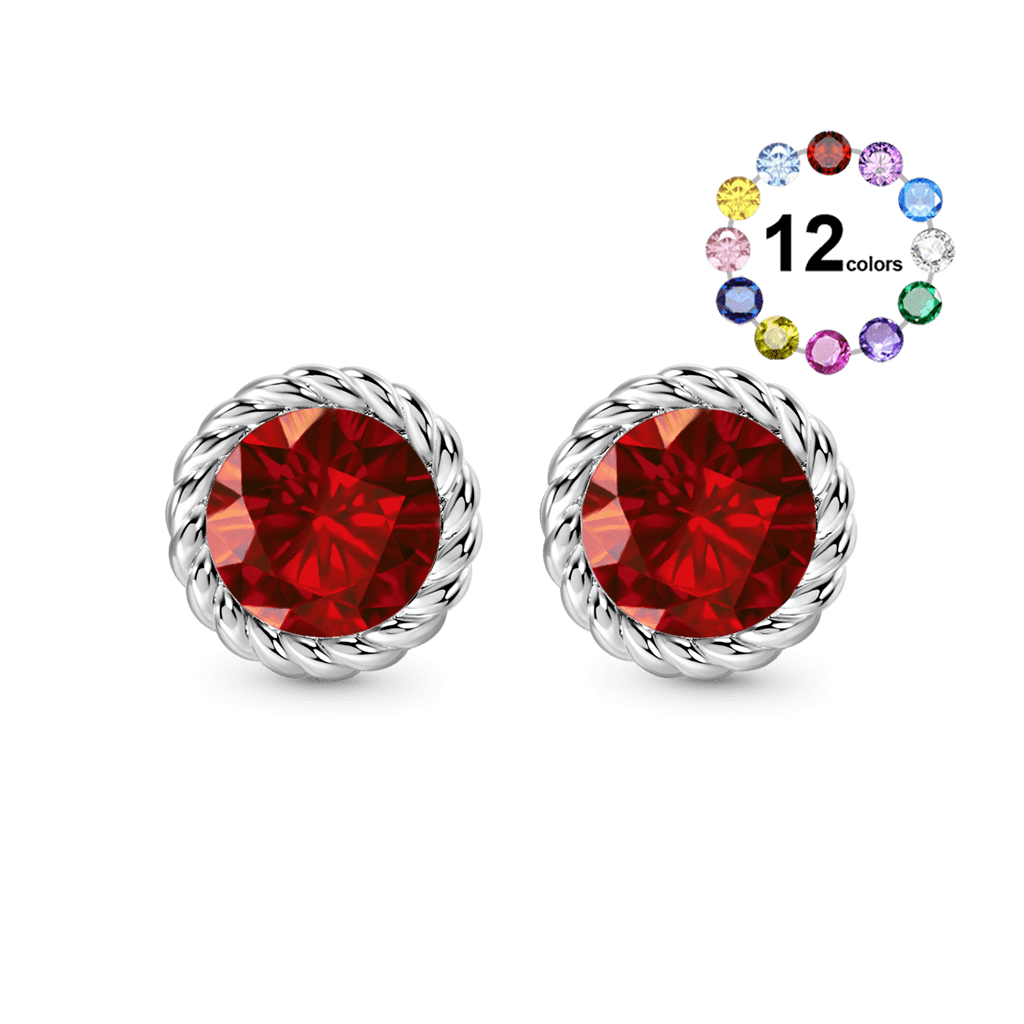 Gnoce Gemstone Twisted Rope Birthstone Studs Earrings_1