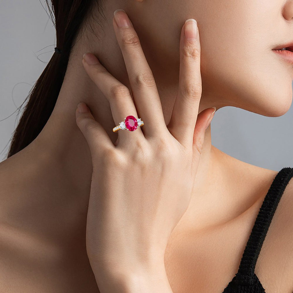 Gnoce Oval Three-stone Birthstone Ring_6